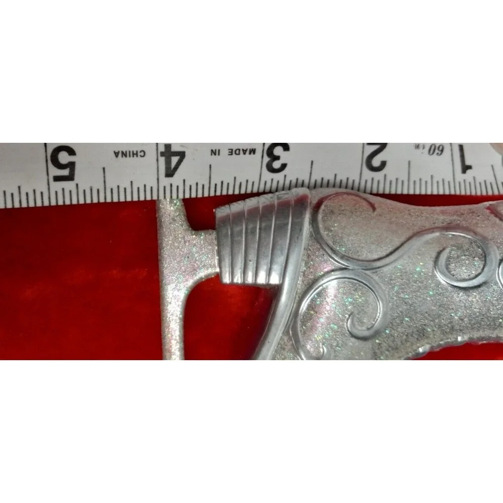 Christmas tree ornament ice skate silver sparkly glitter plastic ✔️ pictures